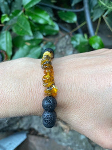 Men's Diffuser Cognac Amber and Lava Rock Bracelet 12 mm - Amber House 