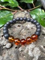 Load image into Gallery viewer, Men&#39;s Diffuser Cognac Amber and lava rock Bracelet 10 mm - Amber House 
