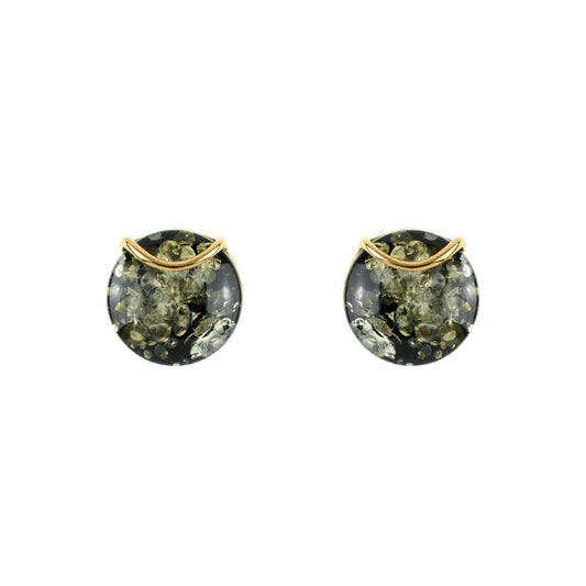 Round Green Amber Earrings