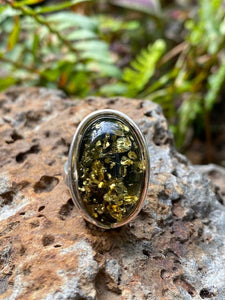 Green Baltic Amber Ring - Amber House 