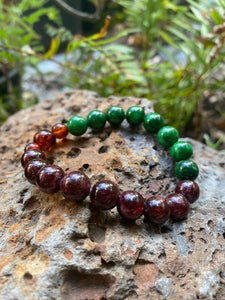Garnet Jade and Amber Bracelet
