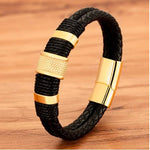 Load image into Gallery viewer, Men&#39;s gold Leather Bracelet
