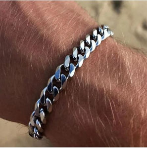 silver chain men's bracelet 