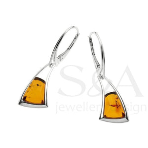 Silver Modern Amber Earrings