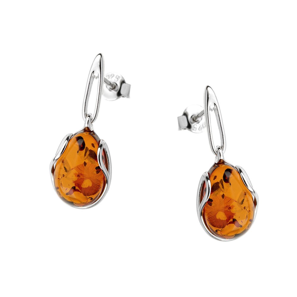Baltic cognac amber earrings - Amber House 