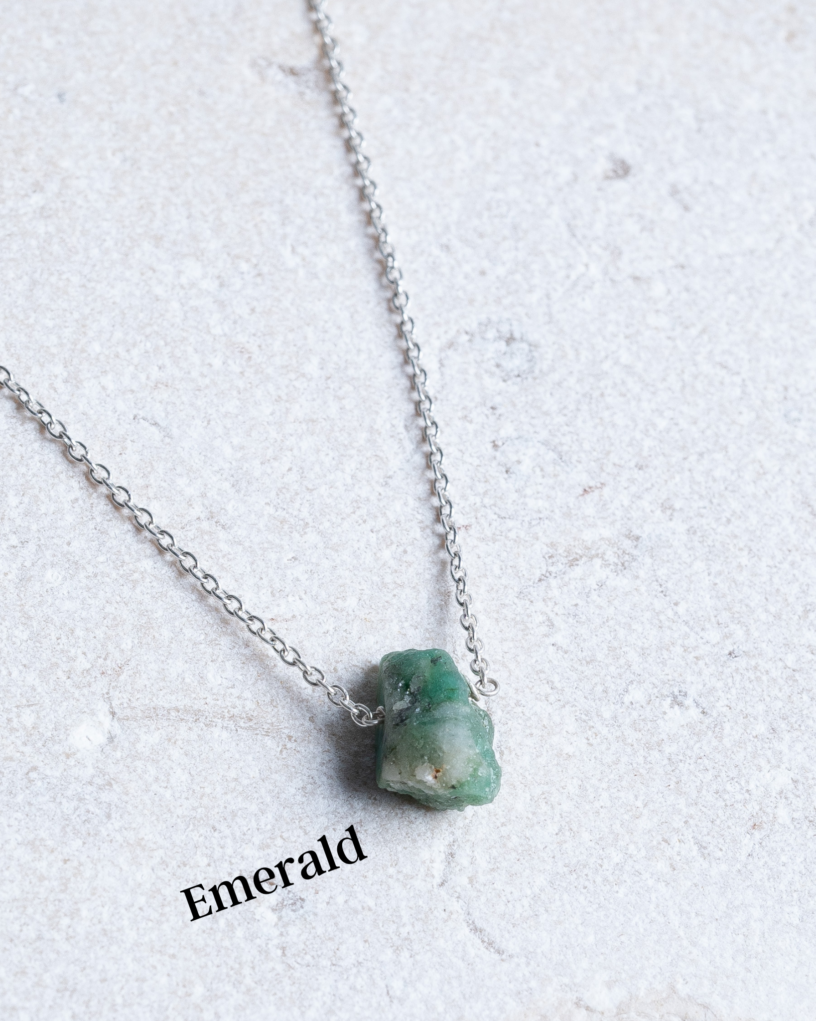 Raw Emerald Necklace (May Birthstone) - Amber House 