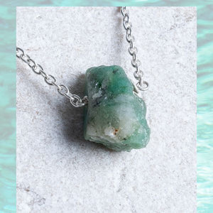 Raw Emerald Necklace (May Birthstone) - Amber House 