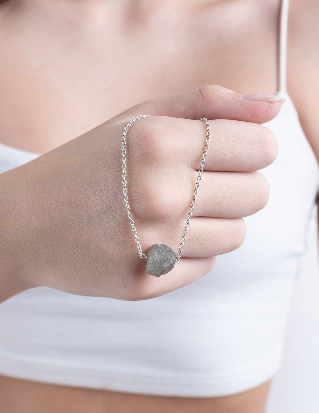 Raw Labradorite Necklace (March Birthstone) - Amber House 