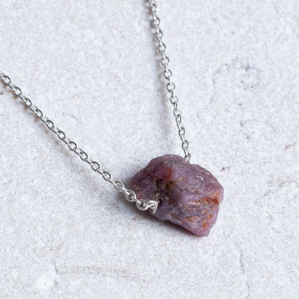 Raw Ruby Necklace (July Birthstone) - Amber House 