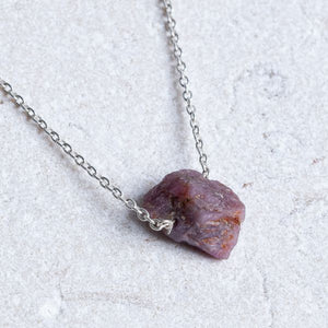 Raw Ruby Necklace (July Birthstone) - Amber House 