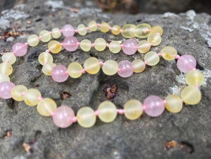 ROSE QUARTZ and raw LEMON AMBER - Amber House 