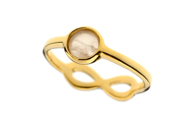 Rose Quartz Ring with Infinity symbol at the back - Amber House 