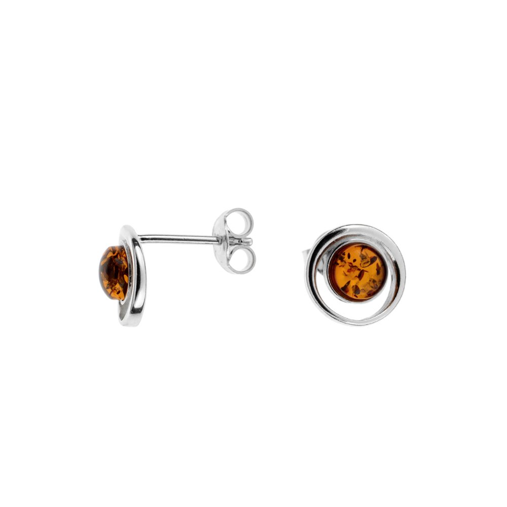 Small Round Amber earrings - Amber House 
