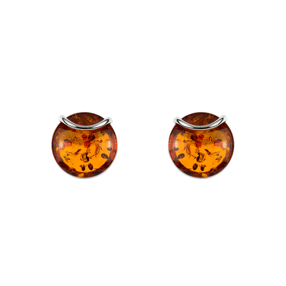 Cognac Round Amber Earrings