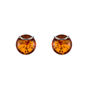 Cognac Round Amber Earrings