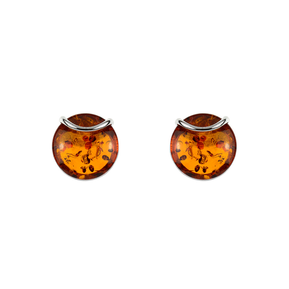 Round Green Amber Earrings