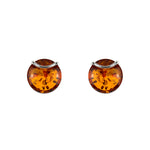 Load image into Gallery viewer, Round Green Amber Earrings
