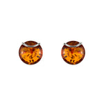 Load image into Gallery viewer, Round Green Amber Earrings
