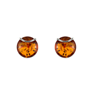 Round Green Amber Earrings