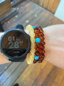 Cognac Amber and Turquoise  Bracelet - Amber House 